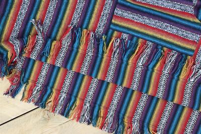 Poncho Long à Capuche En Coton Tissé - Noir Et Blanc Rayé - Taille Unique Unisexe