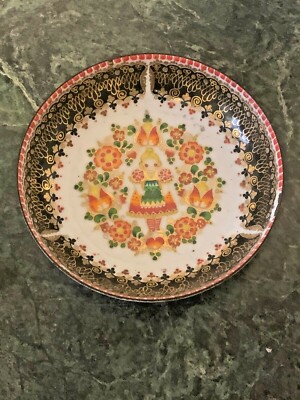Vintage Folk Art  Austrian Hand Made Enamel Dish by Steinbock
