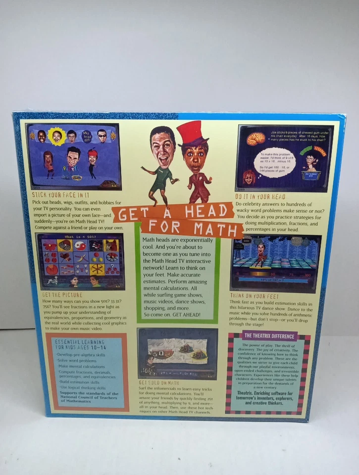 Math Heads By Theatrix PC MAC CD-ROM Ages 10-14 Vintage New - Image 2 of 4