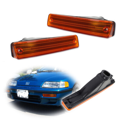 For 1990-1991 Honda CR-X / CRX Amber Front Bumper Turn Signal