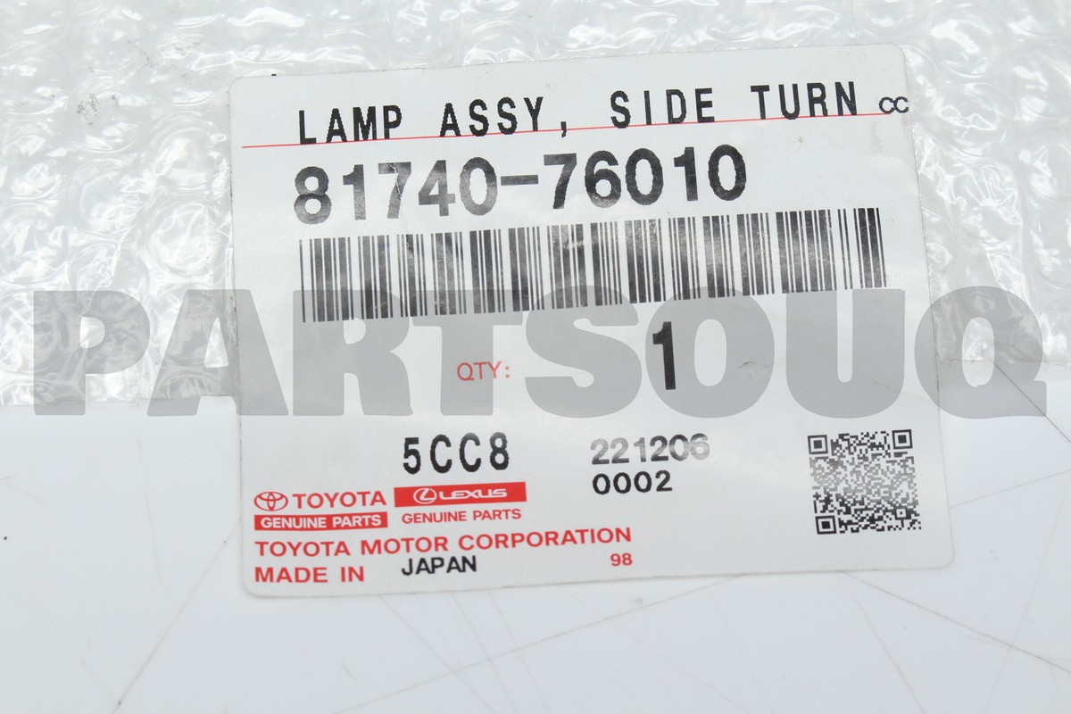 8174076010 Genuine Toyota LAMP ASSY, SIDE TURN SIGNAL, LH 81740 