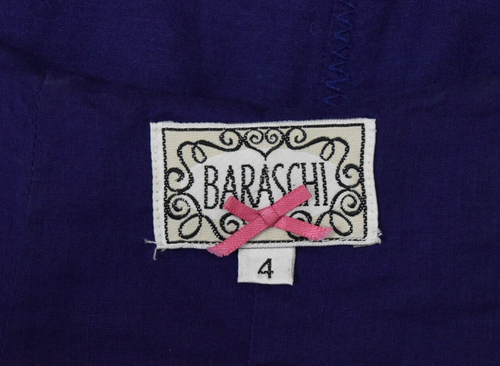 YOANA BARASCHI Rosette Neckline Indigo-Purple Shift Dress Size 4 - Picture 6 of 7