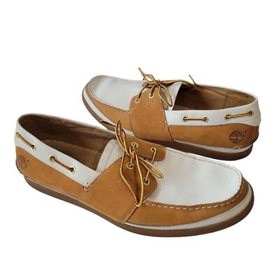 TIMBERLAND Men\'s Heritage 2 Eye Boat Brown White Leather Casual Shoes Size 12 M TIMBERLAND Men main image 3