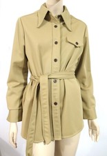 Vintage 70s Pant Blouse Top Suit Set Khaki Beige Mod Chic by Country Fair L XL