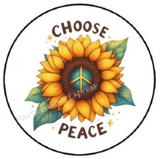 CHOOSE PEACE SUNFLOWER ENVELOPE SEALS LABELS STICKERS PARTY FAVORS