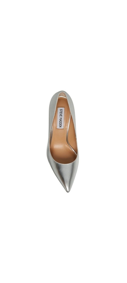 Steve Madden Evelyn Silver Stiletto Heeled Pointed Toe Slip