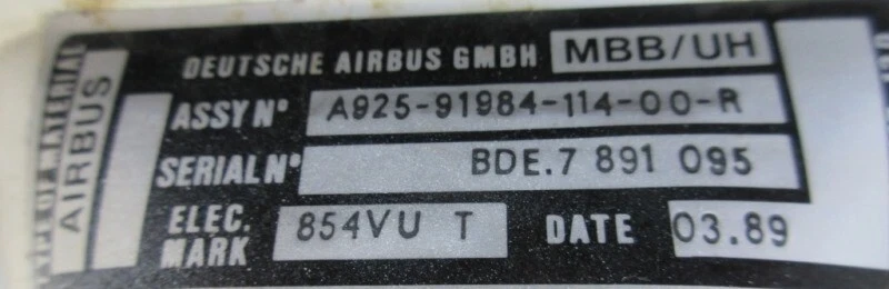 AIRBUS, PANEL AIRE ACONDICIONADO SERVICIO PASAJEROS, A925-91984-114-00-R, AC Foto 2 de 4