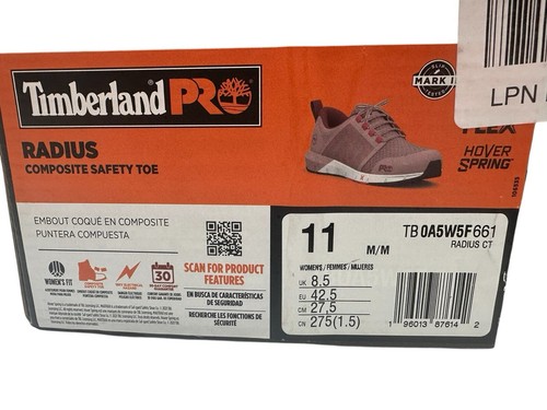 Zapatos Timberland PRO Radius Composite Puntera de Seguridad (Mauve/Rosa) Talla 11 - Imagen 9 de 14