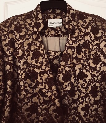 Vintage Lily & Taylor Couture New York Brown Beige Gold Vintage Lily & Taylor Couture New York Brown Beige Gold