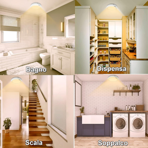 Plafoniera LED Soffitto a Batteria Con Sensore Di Movimento, Lampada Sensore a B - Foto 7 di 12