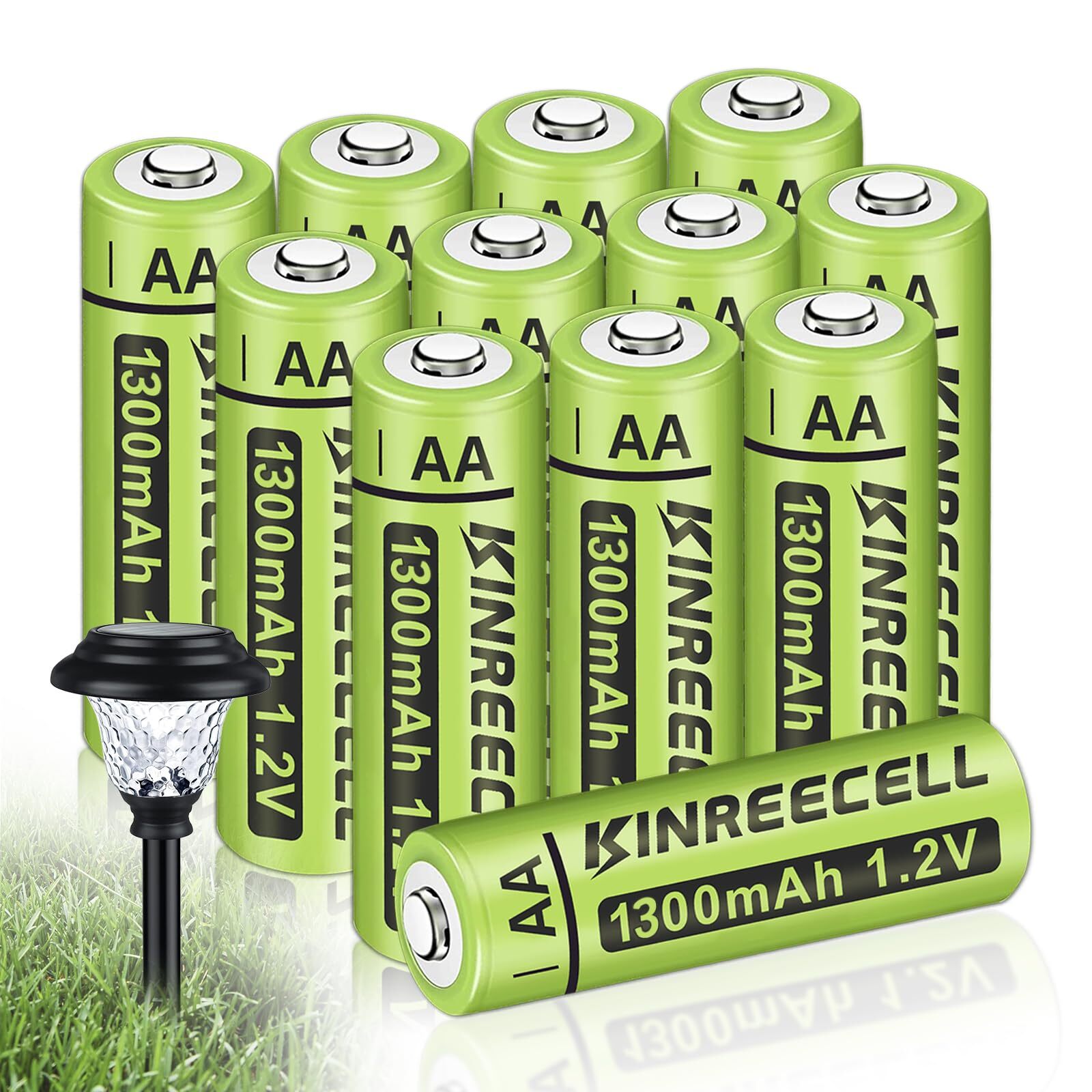 Rechargeable AA Batteries, Ni-MH Double A Solar Batteries High Capacity 1.2V ...-image