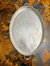 Vintage Victorian Arthur Price Silver Plated 21" Oval Tray, Made in England-MINT