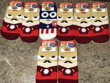 Sock Heroes Socks Marvel Comics Captain America Iron Man 8 Pairs Ankle Socks