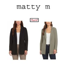 Matty M Ladies' Knit Boyfriend Blazer Notched Lapels G31