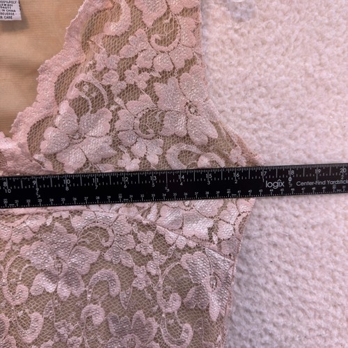 Y2K Vintage cAbi Top Medium Pink Tan Beige Lace Boho Fairy Grunge Whimsigoth - Picture 5 of 7