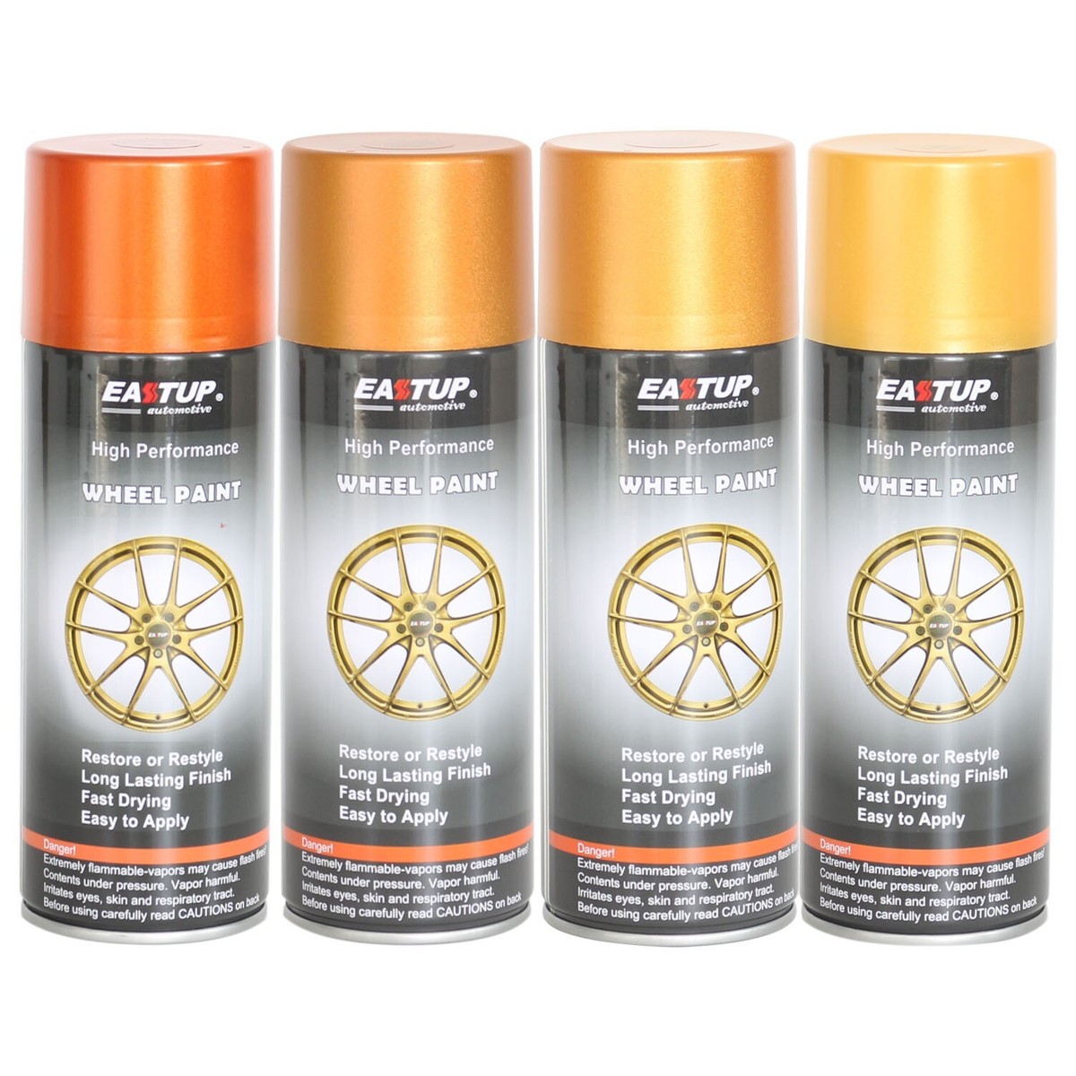 4 Cans Automotive Car Metallic Orange Gold Acrylic Body and Wheel