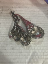 VTG Set of 4 Metal Aluminum Measuring Spoons Nesting Oval on Ring US STD DWK74