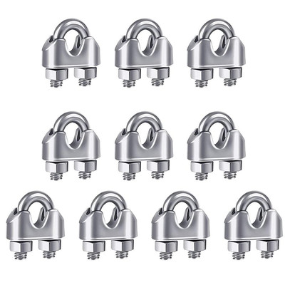 10PCS 1/4 Inches M6 Stainless Steel Wire Rope Cable Clip Clamp