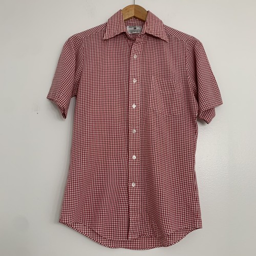 Vintage 70s Anderson Little Mens 14.5 Red Pocket Spearpoint Collar Gingham Shirt