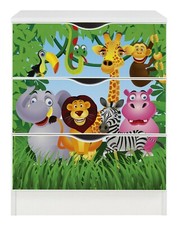 Weiße Kommode mit Schubladen - ROMA - Möbel für Kinderzimmer, Thema: Tiere