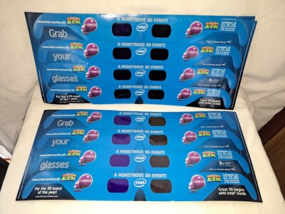 Vintage: MONSTERS VS ALIENS 3D GLASSES SUPER BOWL 2009 UNCUT SHEET