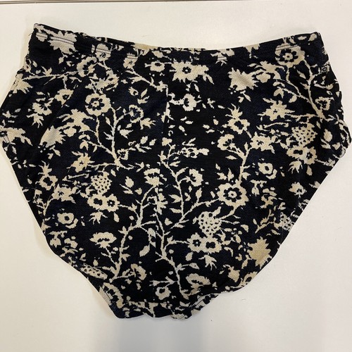 Robin Piccone Ava High-Waist w/ Front Tie Swim Bottoms Size L Black &Tan Floral - Picture 4 of 4
