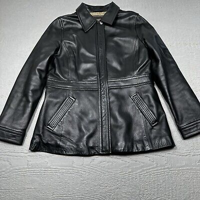 Coach Leather Jacket Womens Large Black Full Zip Collared Coach Leather Jacket Womens Large Black Full Zip Collared