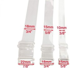 Invisible Clear Elastic Bra Straps Metal Hook Transparent & Adjustable to (38cm)