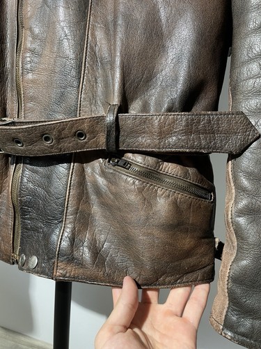 Vintage Cowboy Western Brown Leather Jacket with Fringe Men’s Size XL - Imagen 5 de 20