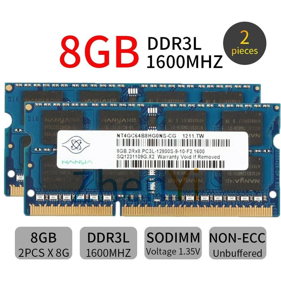 Nanya 32GB 16GB 8GB DDR3L 1600MHz PC3L-12800S 204Pin SODIMM Laptop Memory RAM UK - Image 3 of 4