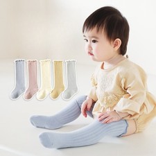 5 Pairs Baby Infant Toddler Girl Cotton Over Knee High Long Socks Soft Stockings