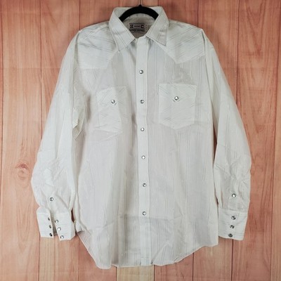 Vintage H BAR C California Ranchwear Dress Shirt Mens 17.5 / 35 Striped Cotton