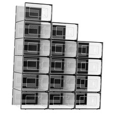 X-Large Shoe Storage Box Clear Plastic Stackable Shoe Organizer 15 Pack Black