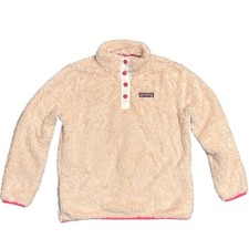 Vineyard Vines Girls Sherpa Teddy Fleece Pullover Pink Size 16 Lg Quarter Snap