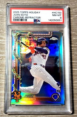 2025 Topps Holiday - Chrome Juan Soto #HC150 Refractor /499 PSA 8