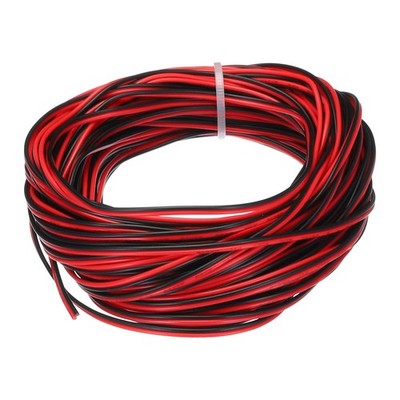 28 Gauge 2 Core Parallel PVC Cable, 15 Feet Long, 0.05'' Diameter, Red...