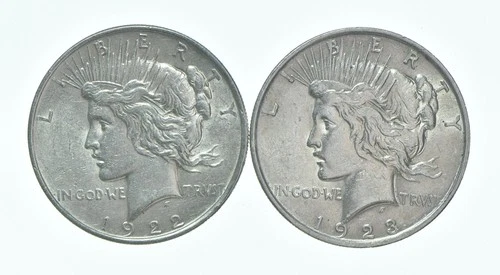 1922 & 1923 Peace Silver Dollar $1 Bullion Collection Lot *109