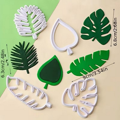 Tropical Leaf Ton Schneider - Monstera & Palme Polymer Clay Schneider - Schmuck 4 Stück