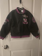Girls Black Pink Hello Kitty Bomber Jacket Coat