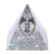 Labradorite Crystal Pyramid with Angel Figurine | Healing, Meditation, Home D...
