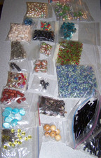 Mixed Lot of Ceramic, Glass, Wood, Metal BEADS mixed sizes 25 oz. Jewelry making