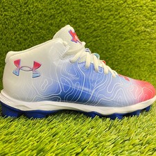 Under Armour Spotlight Franchise 4 RM Boys Size 6Y Blue White Football Cleats