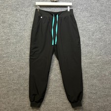 Figs Zamora Scrub Jogger Womens Black Stretch High Rise Drawstring Pants - Large