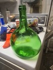 Vtg Vibrant Emerald Green, European Demijohn Glass Bottle Mid-late20th Century — photo 2