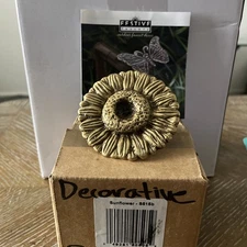 Festive Faucets Brass Hose Bib SUNFLOWER Handle Vintage Outdoor Garden Decor