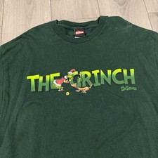Vtg 2001 Dr. Seuss The Grinch Movie Promo Tshirt Green AAA Sz XL