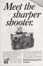 Kodak Instamatic 814 Camera Vintage Print Ad 1969 Black White