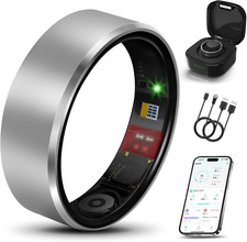 Smart Ring 2.0 for Men Women, Sleep  Fitness Tracker, Silver 14  Lightweight W