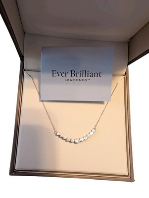 #ad Ever Brilliant HSN 1 5 ctw Diamond 12 Stone 14k White Gold Necklace NWT $519.75 $199.95