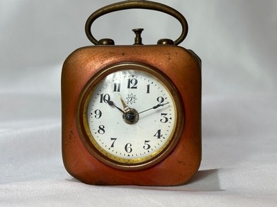 Vtg Junghans Wind Up Alarm Clock Travel Wecker Cube Shape Works Germany